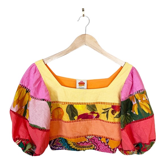FARM Rio Multicolor Patchwork Crop Top - Picture 3 of 13